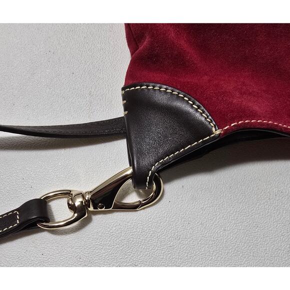 Dooney & Bourke Suede Hobo/Shoulder Handbag Purse Red Satchel Leather Strap - Picture 15 of 15